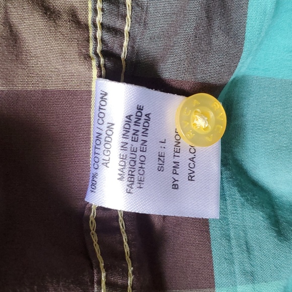 RVCA Long Sleeve Plaid Button Down Shirt Size Large - Picture 8 of 8